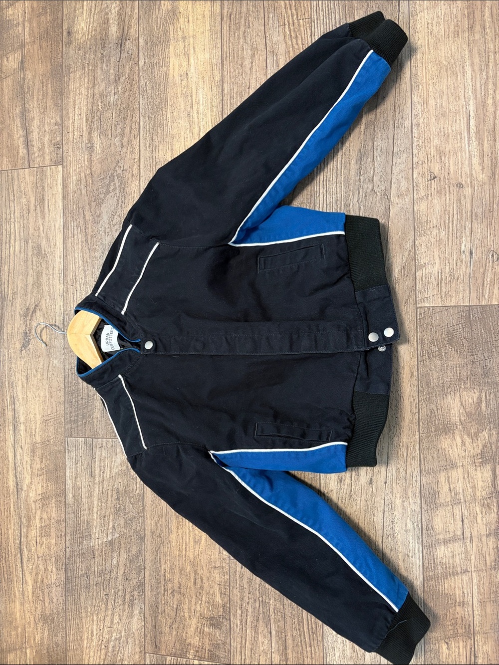 Urban Outfitters Blue & Black Colorblock Moto Bomber Jacket XS/S